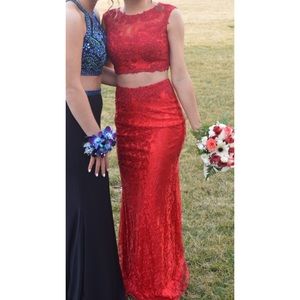 RED 2 PIECE PROM DRESS